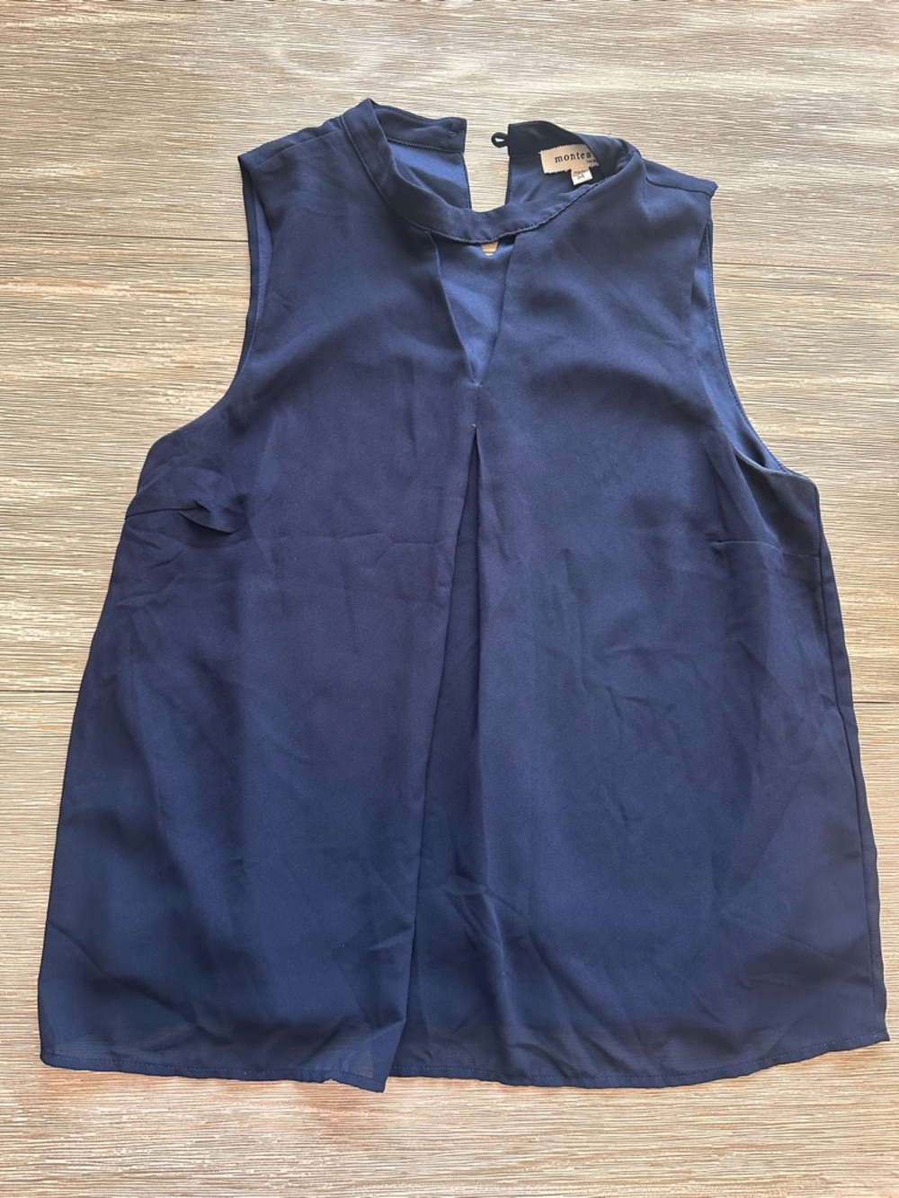Women’s Navy Sleeveless Keyhole Tank